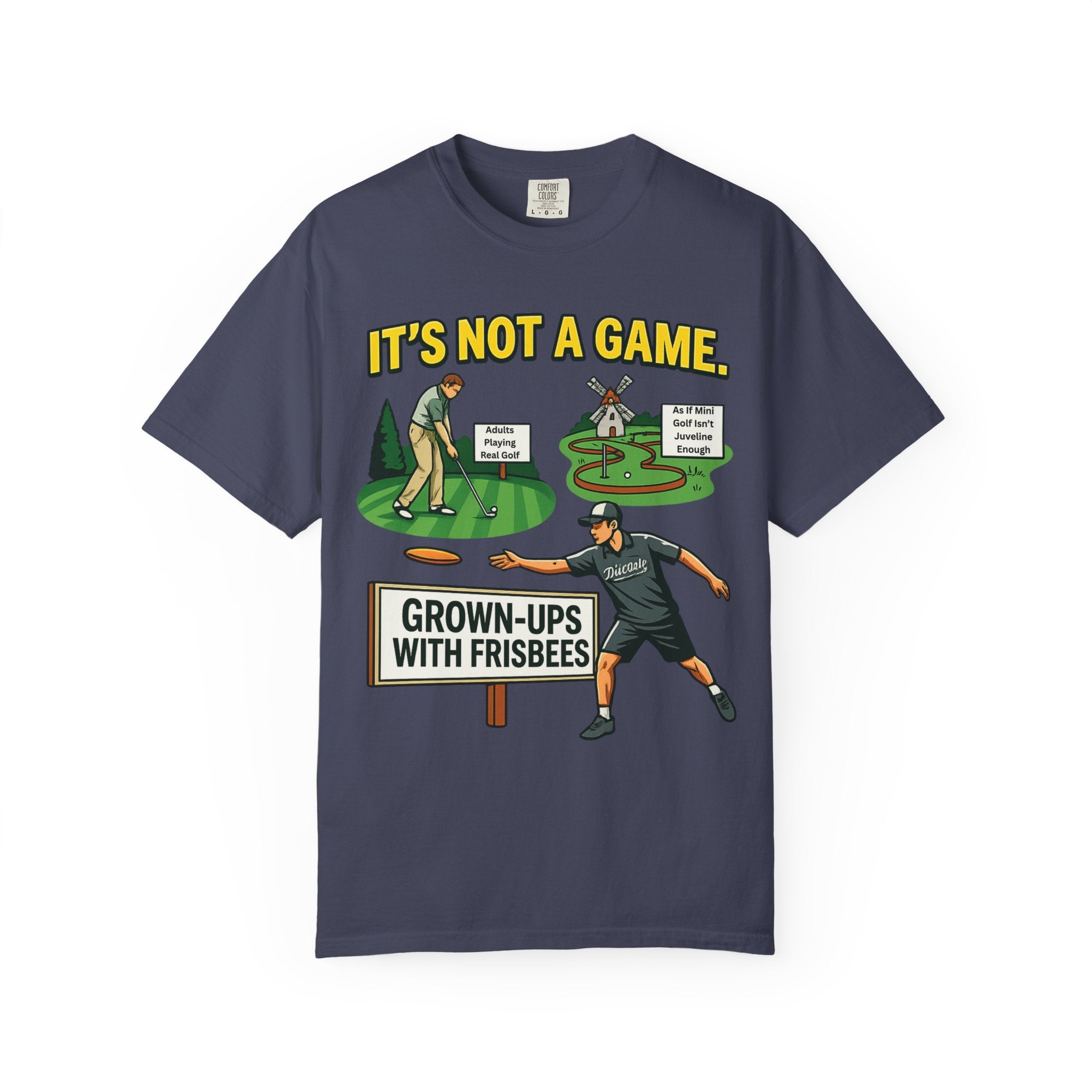 "Grown Ups With Frisbees" Unisex Garment-Dyed T-shirt