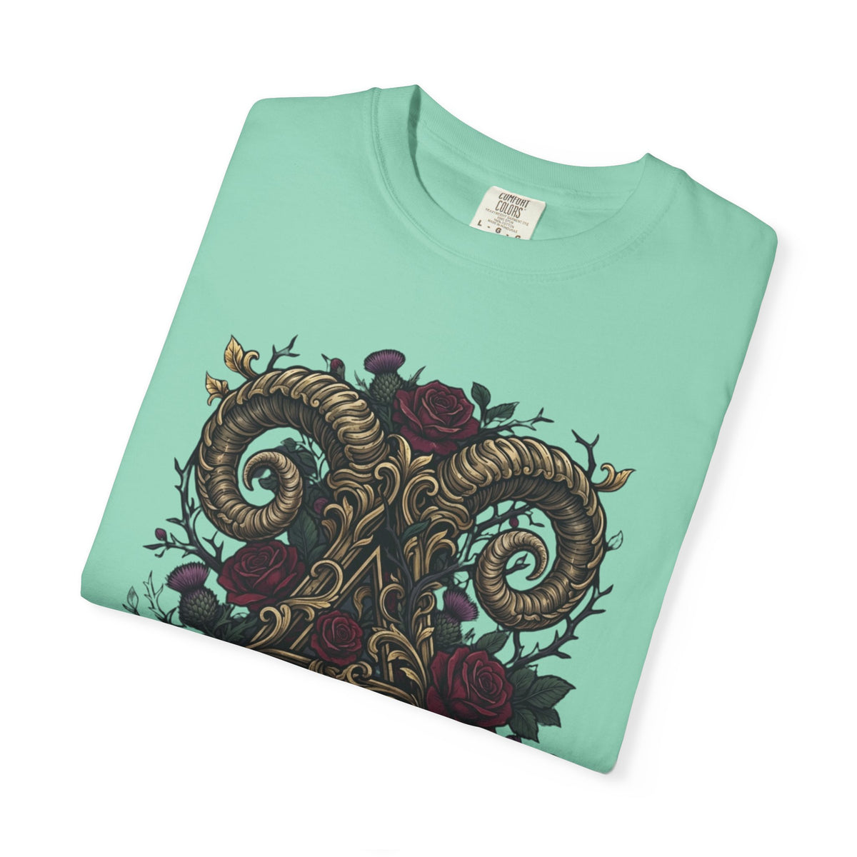 Floral Monogram Aries Unisex Garment-Dyed Tee