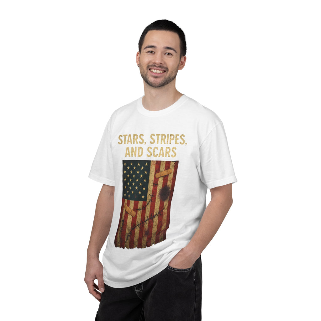 "STARS, STRIPES, AND SCARS" Unisex Garment-Dyed T-shirt