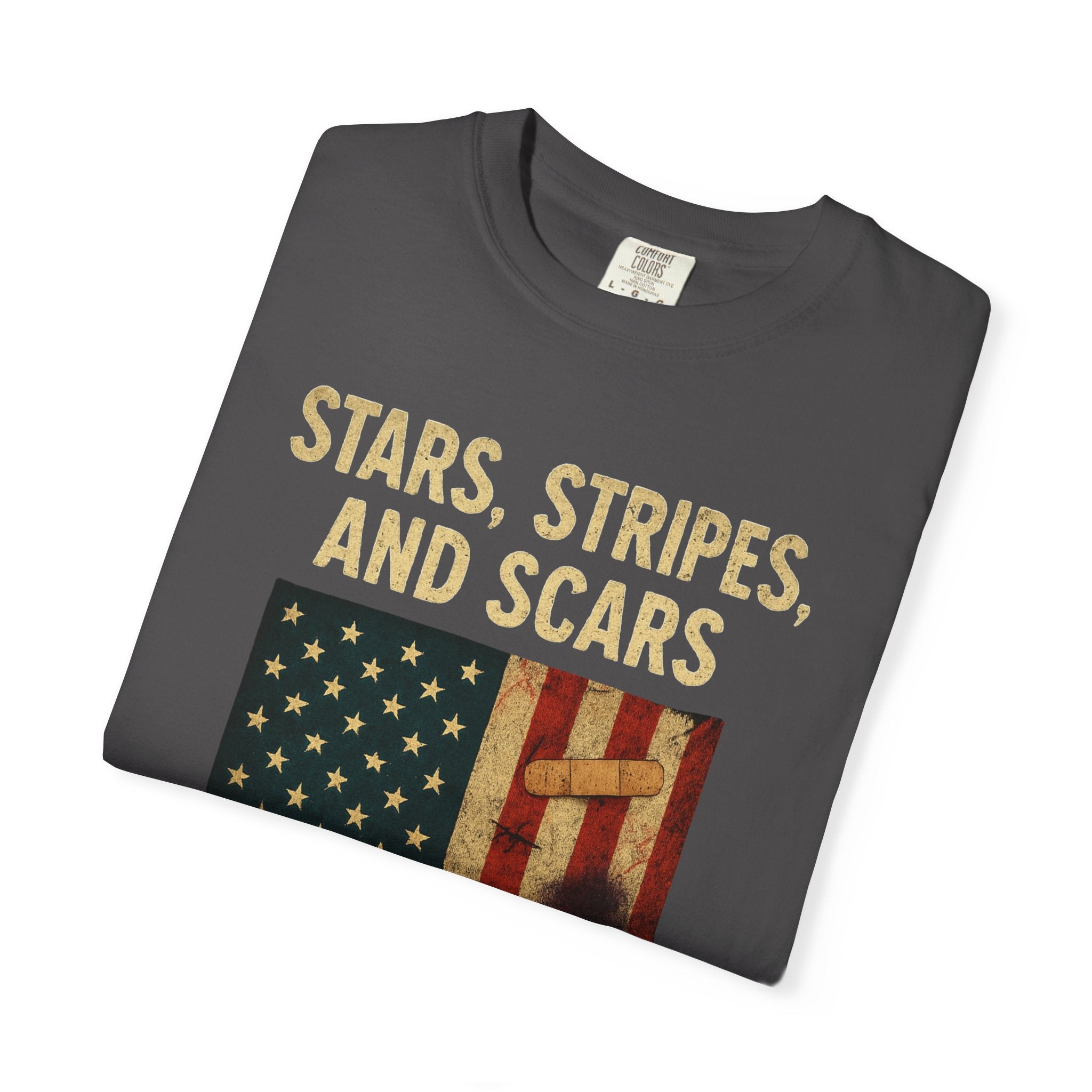 "STARS, STRIPES, AND SCARS" Unisex Garment-Dyed T-shirt