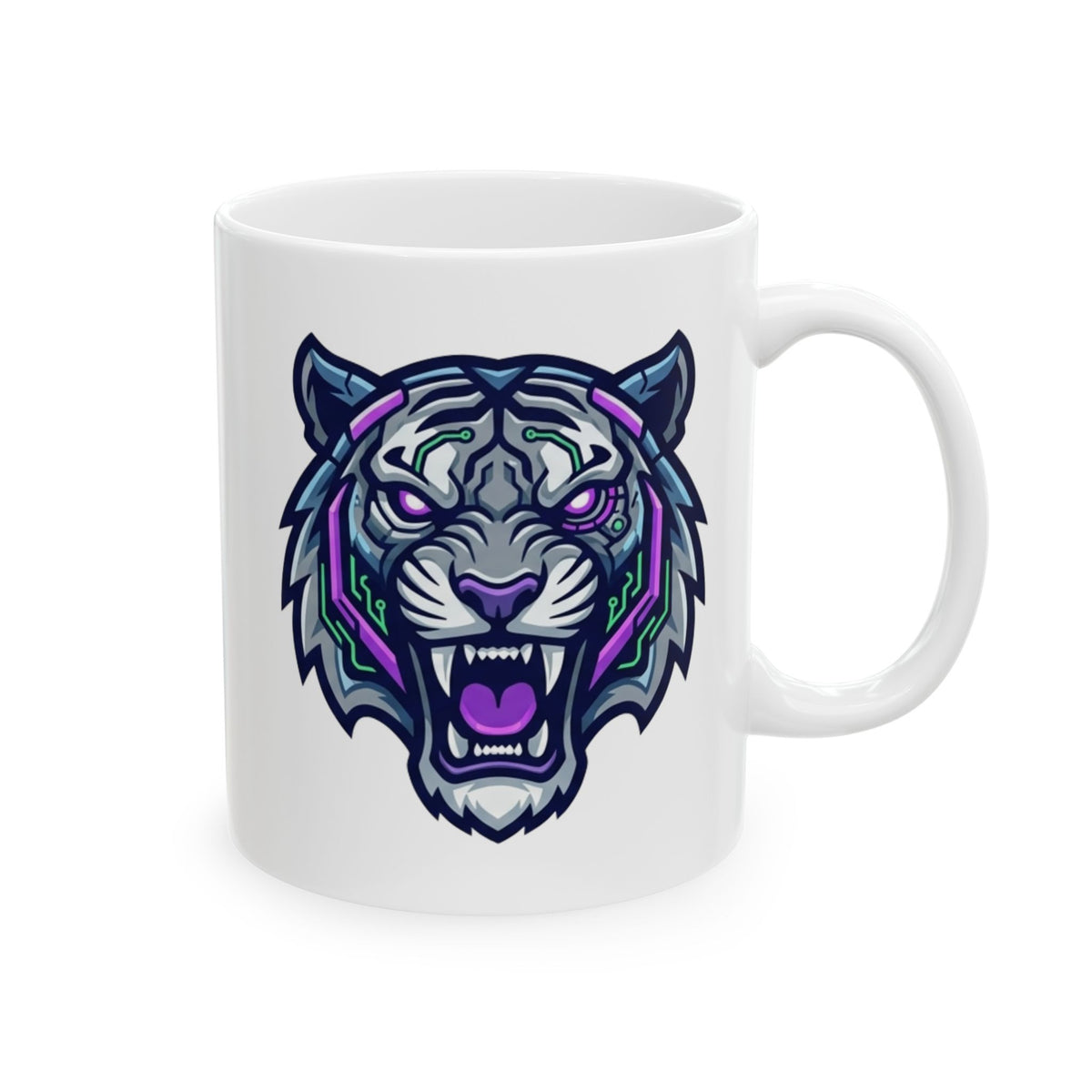 "Cyber Tiger" White Ceramic Mug — Graphic