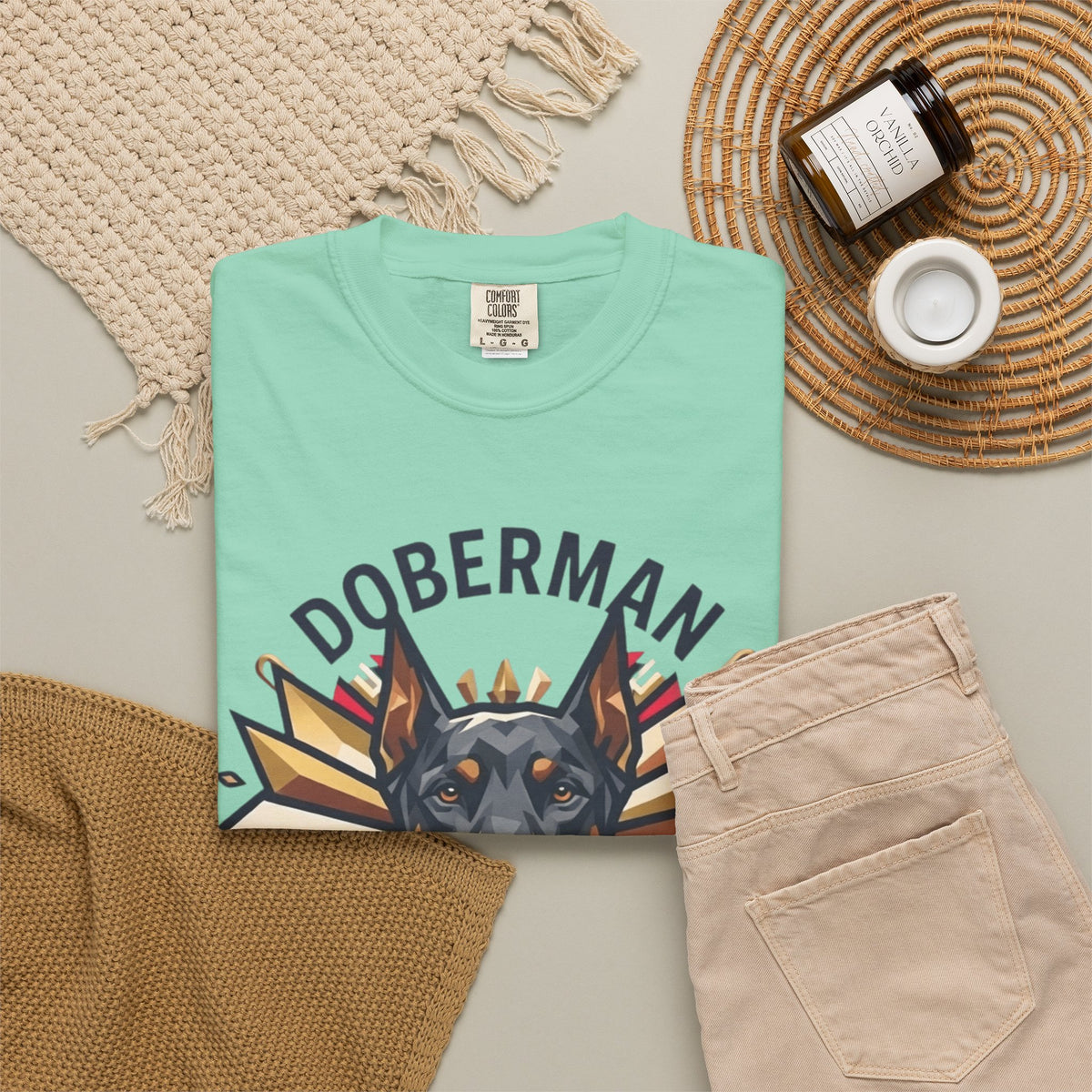 "Doberman Defender" Unisex Garment-Dyed Tee