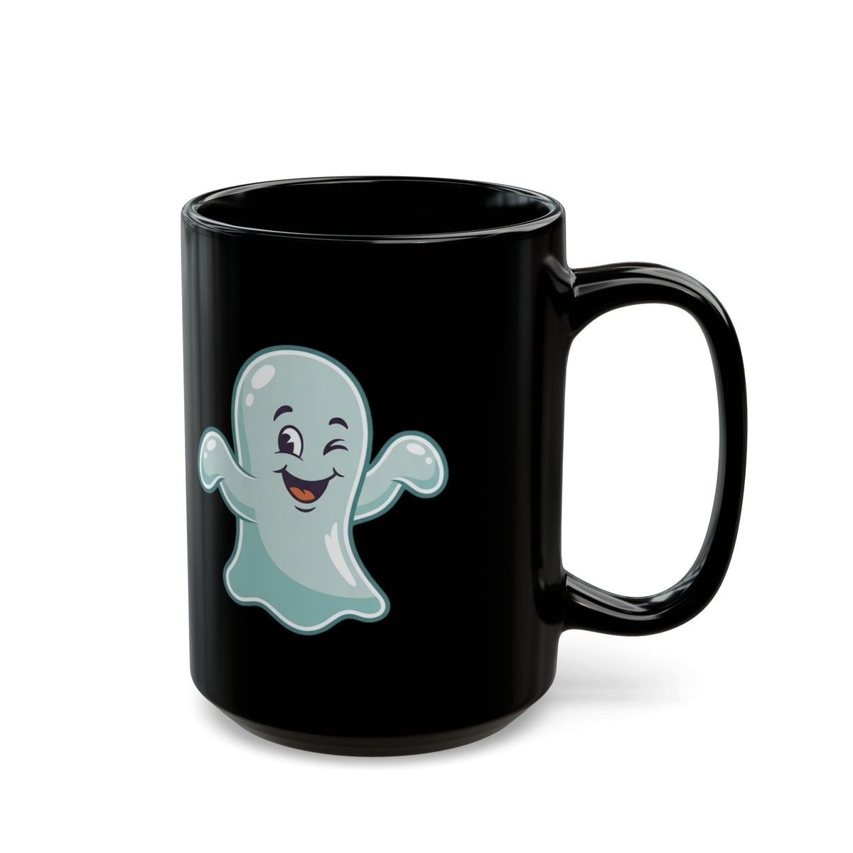 "Ghost Flakes" Black Ceramic Mug — Graphic