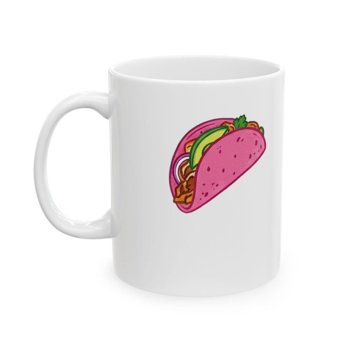 "I Love Pink Tacos" White Ceramic Mug — Graphic