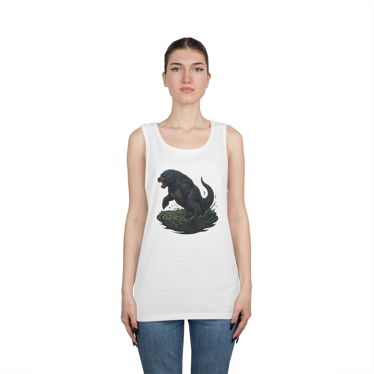 Color: White | Bunyip (Australian Aboriginal Mythology) Tank Top