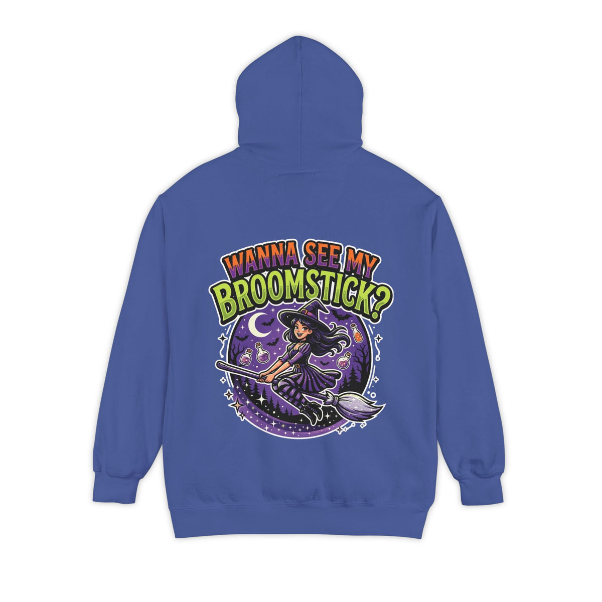Color: Flo Blue | Wanna See My Broomstick Garment-Dyed Hoodie