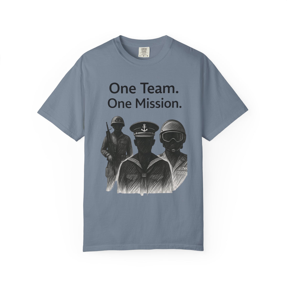 Color: Blue Jean | One Team One Mission Unisex Garment-Dyed T-shirt