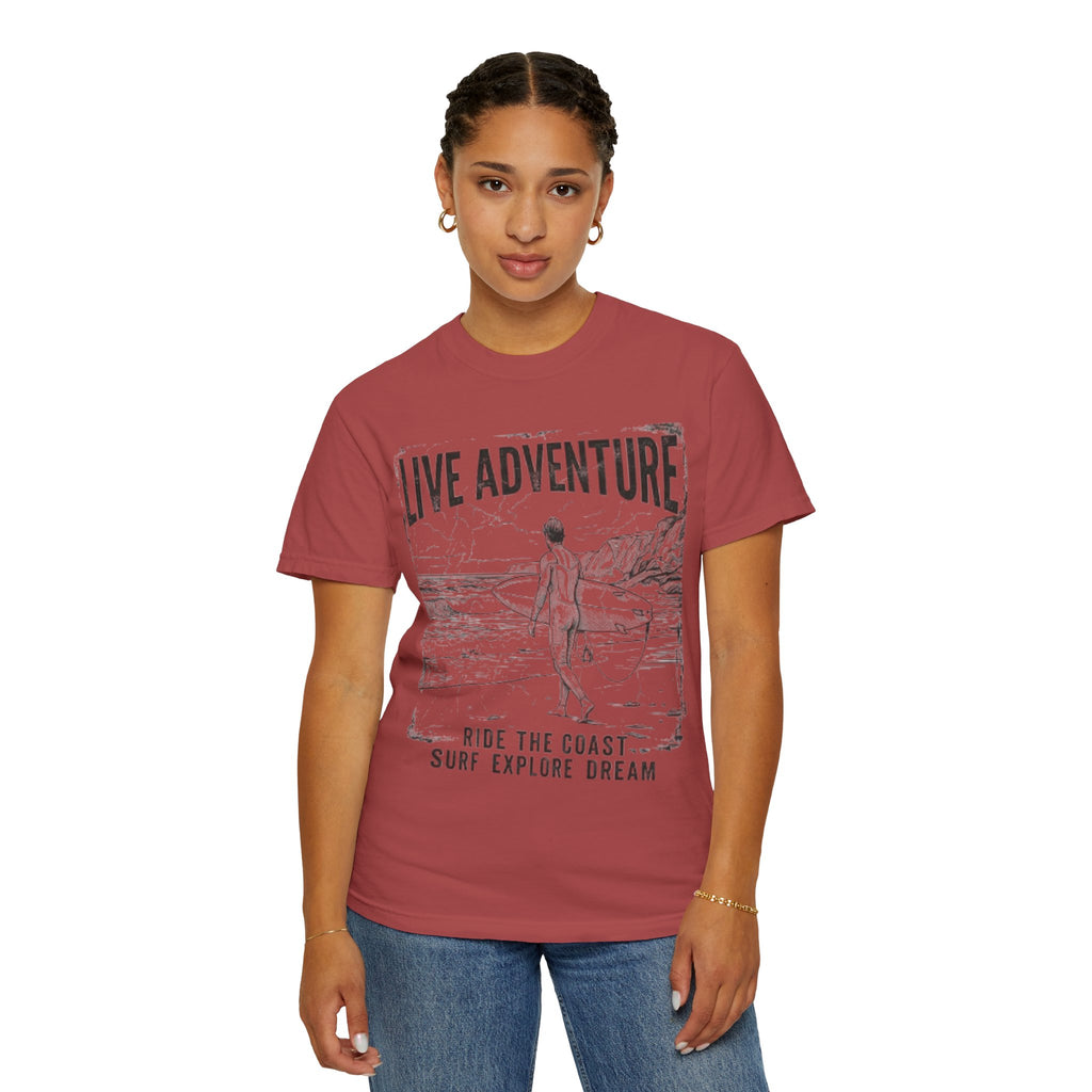 "Live Adventure - Surf" Unisex Garment-Dyed Tee