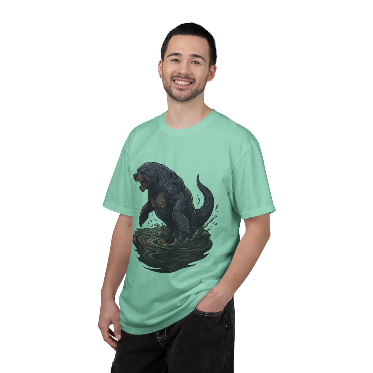 Color: Island Reef | Bunyip (Australian Aboriginal Mythology) Unisex Garment-Dyed Tee