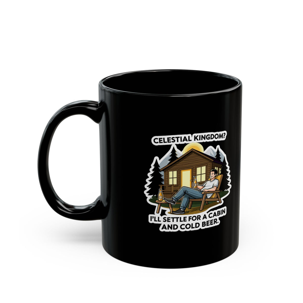 "Celestial Kingdom-Beer" Black Ceramic Mug