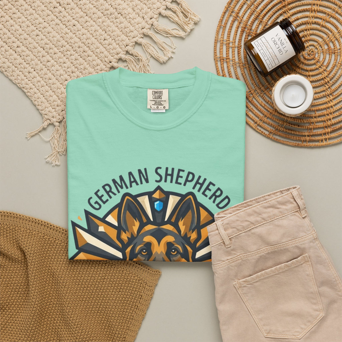 "German Shepherd Guardian Loyal Brave" Unisex Garment-Dyed Tee