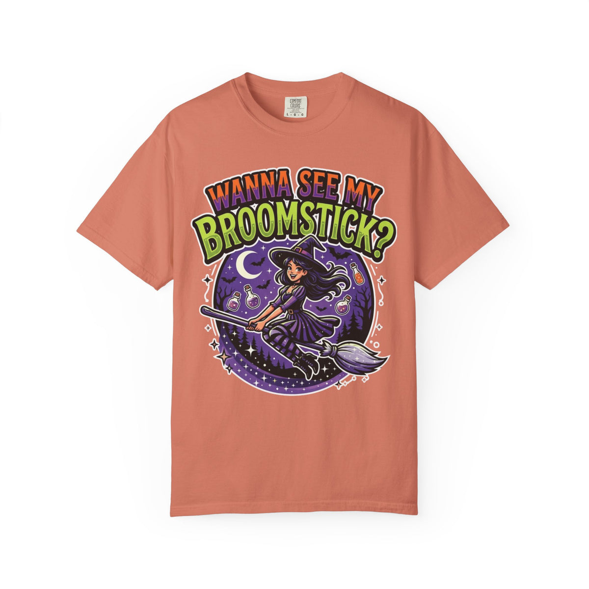 Color: Terracotta | Wanna See My Broomstick Unisex Garment-Dyed Tee
