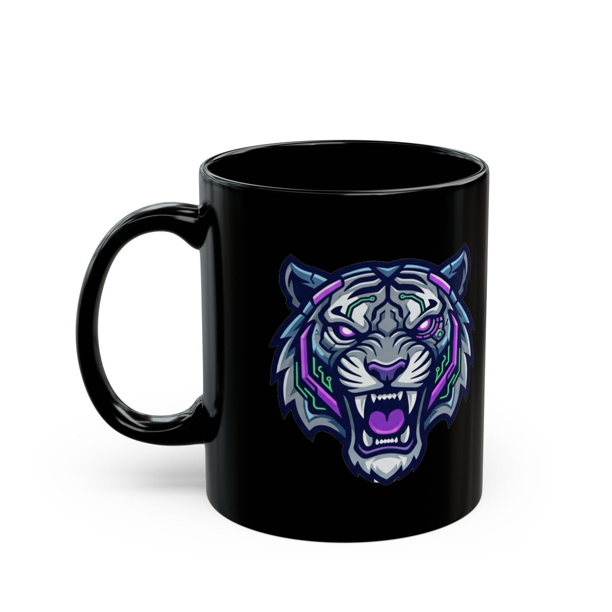 "Cyber Tiger" Black Ceramic Mug — Graphic