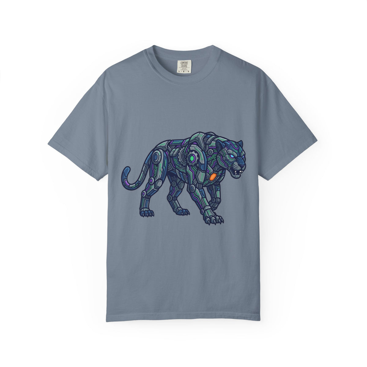 Color: Blue Jean | Cyber Panther Unisex Garment-Dyed Tee