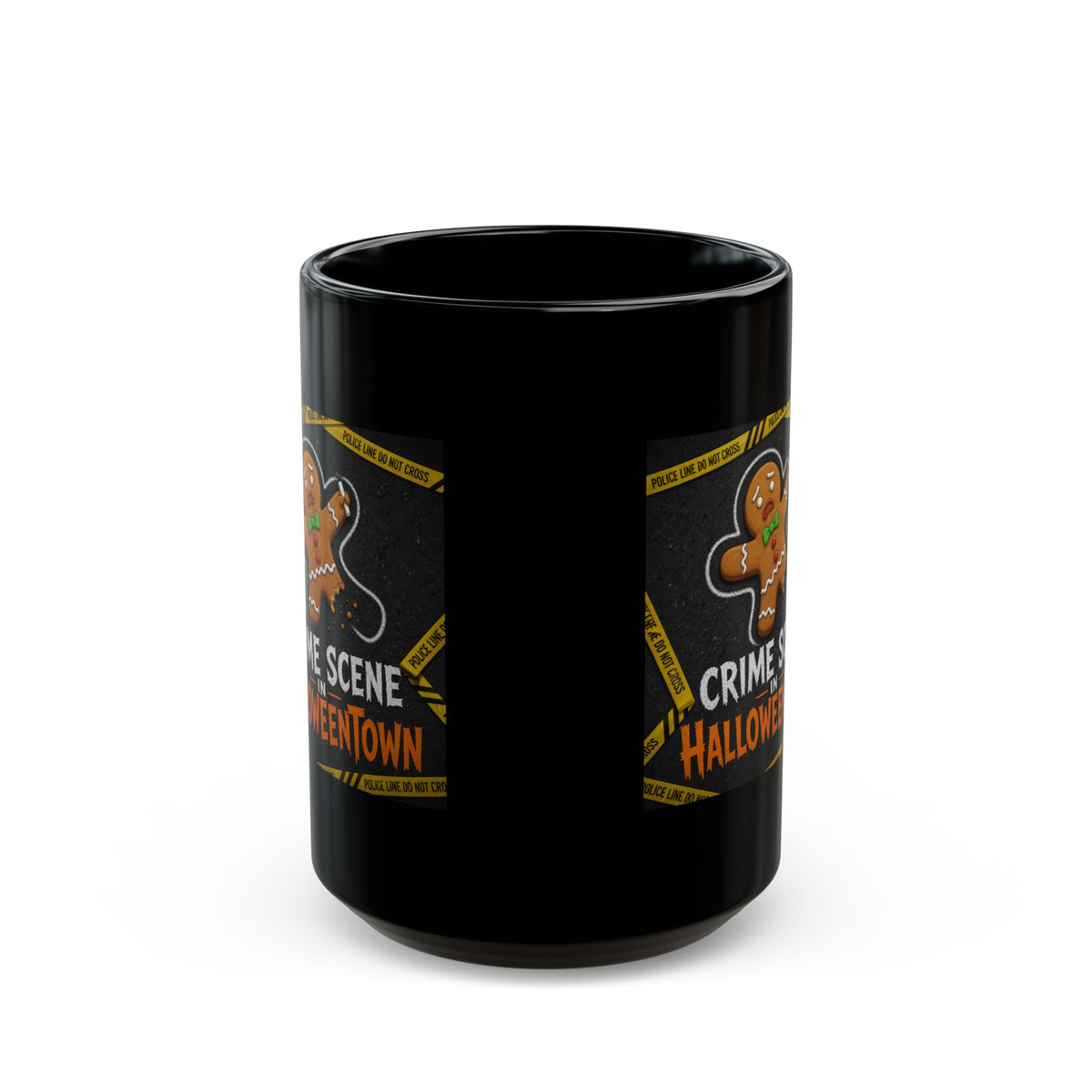 "Crime Scene in Halloweentown" Black Ceramic Mug