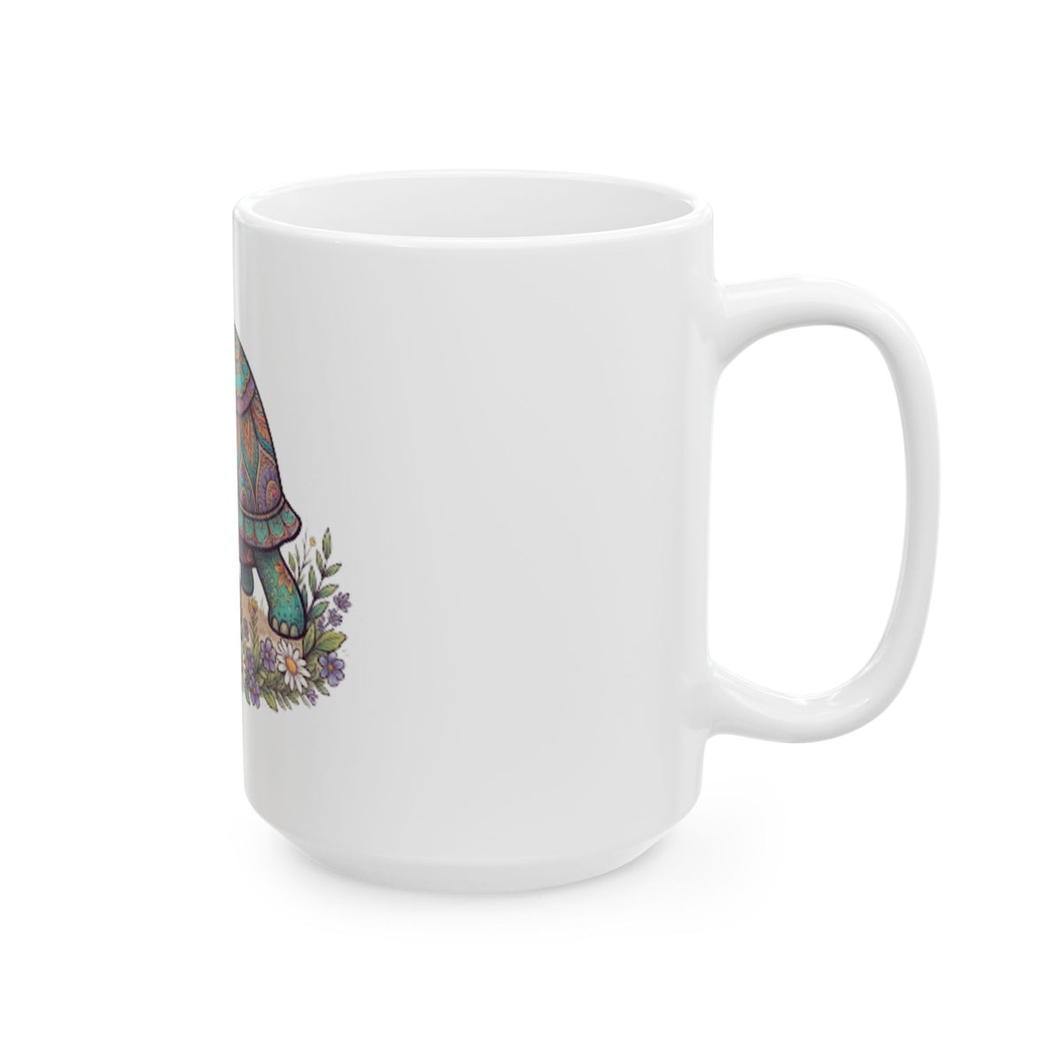 "Hippy Turtle" White Ceramic Mug
