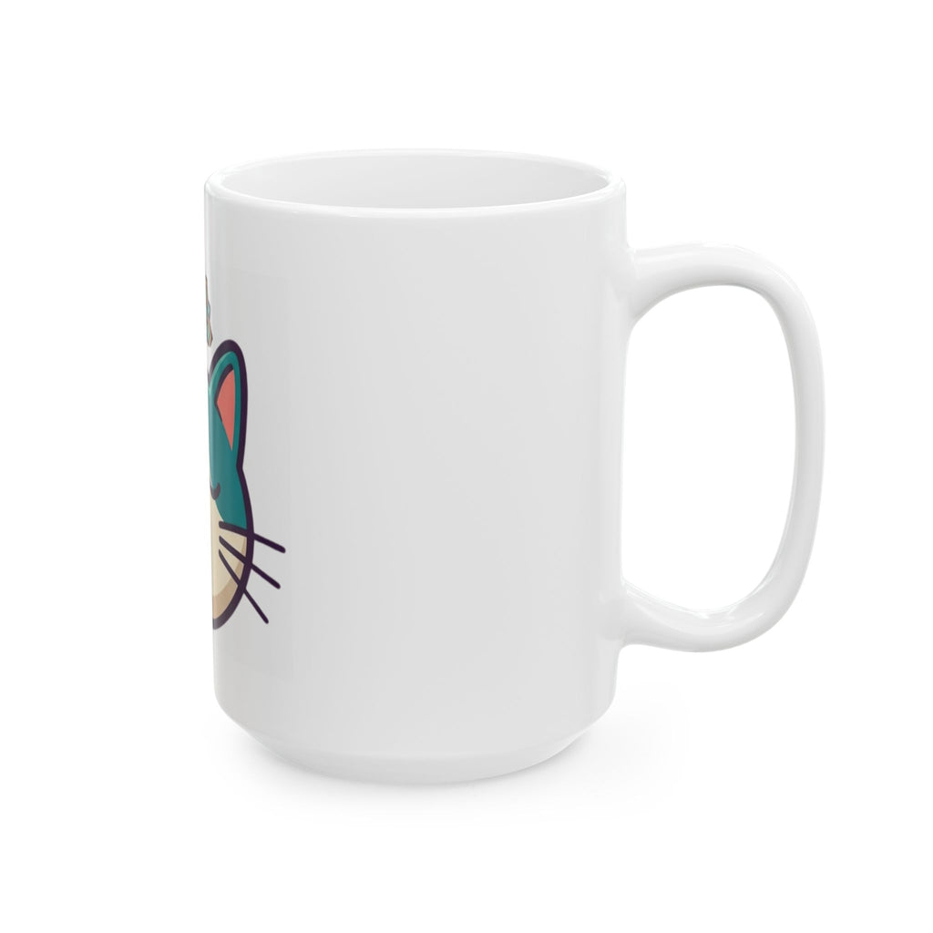 "Cat CALM" White Ceramic Mug — Graphic