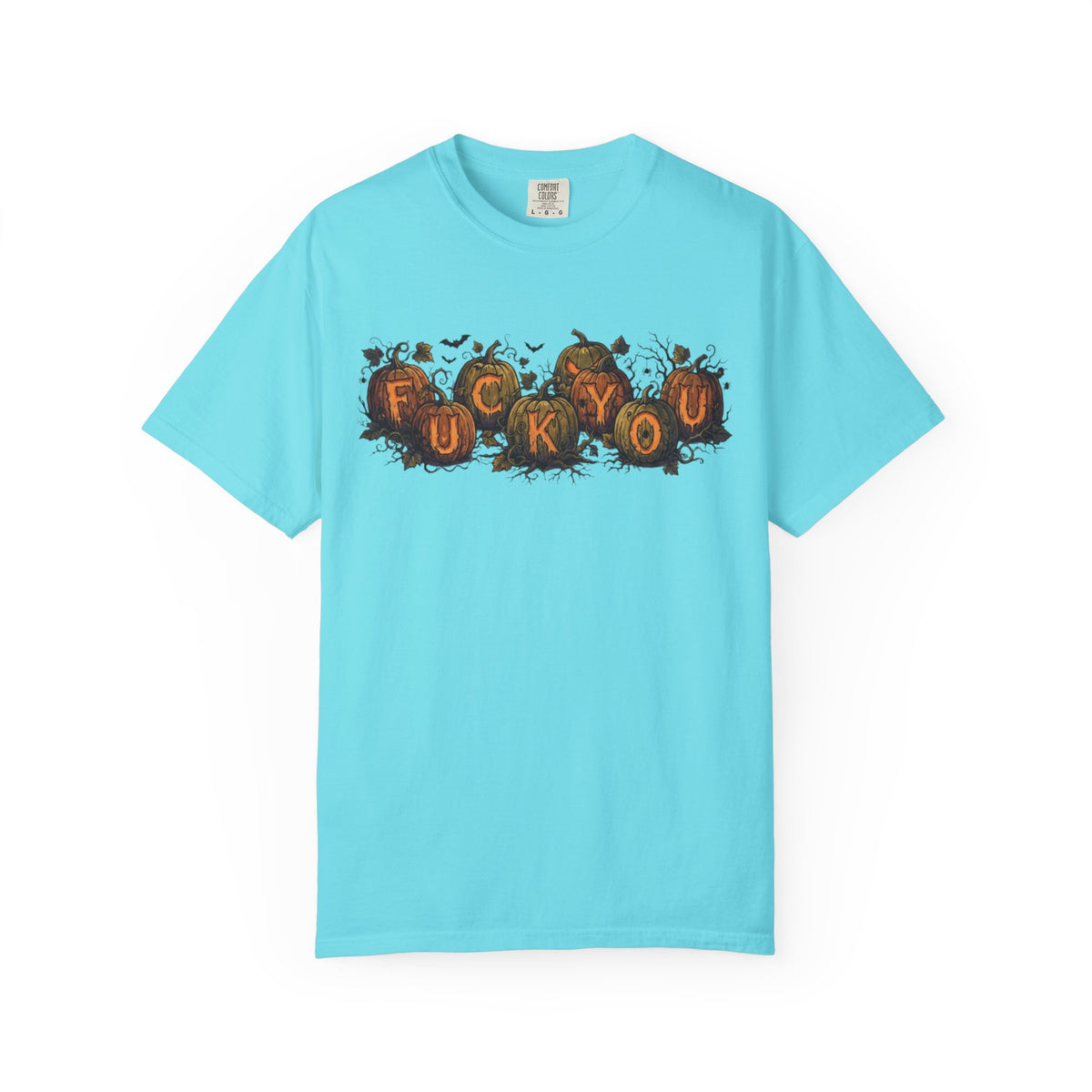 Color: Lagoon Blue | Pumpkin FU Unisex Garment-Dyed Tee