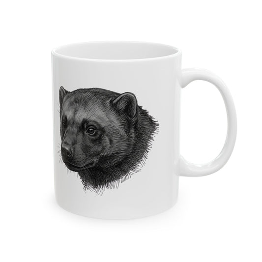 "Pencil Sketch Art Wolverine" White Ceramic Mug — Graphic