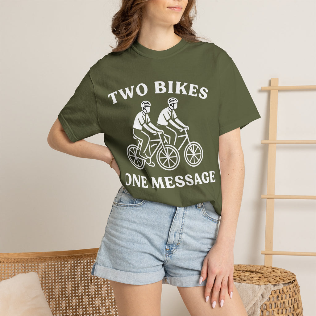 "Two Bikes, One Message" Unisex Garment-Dyed T-shirt