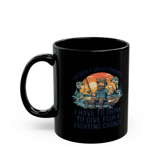"Drink to Give Fish a Fighting Chance" Black Ceramic Mug