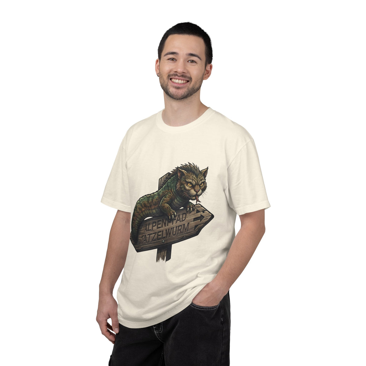 Color: Ivory | Tatzelwurm (Alpine Europe) Unisex Garment-Dyed Tee
