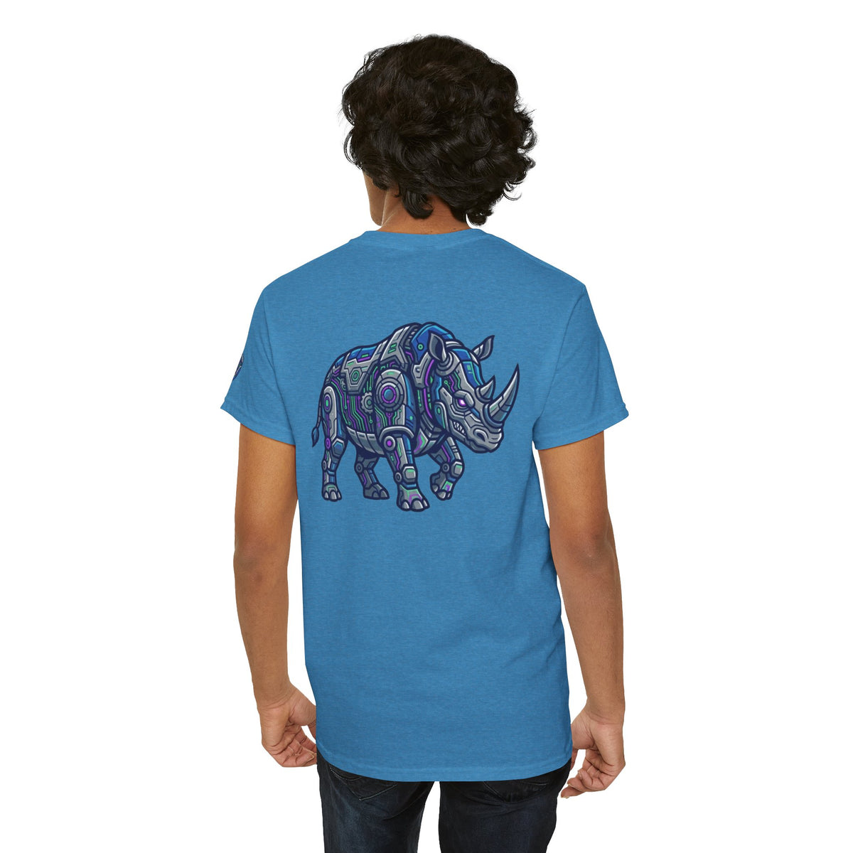 Color: Heather Sapphire | Cyber Rhino Premium Graphic Tee