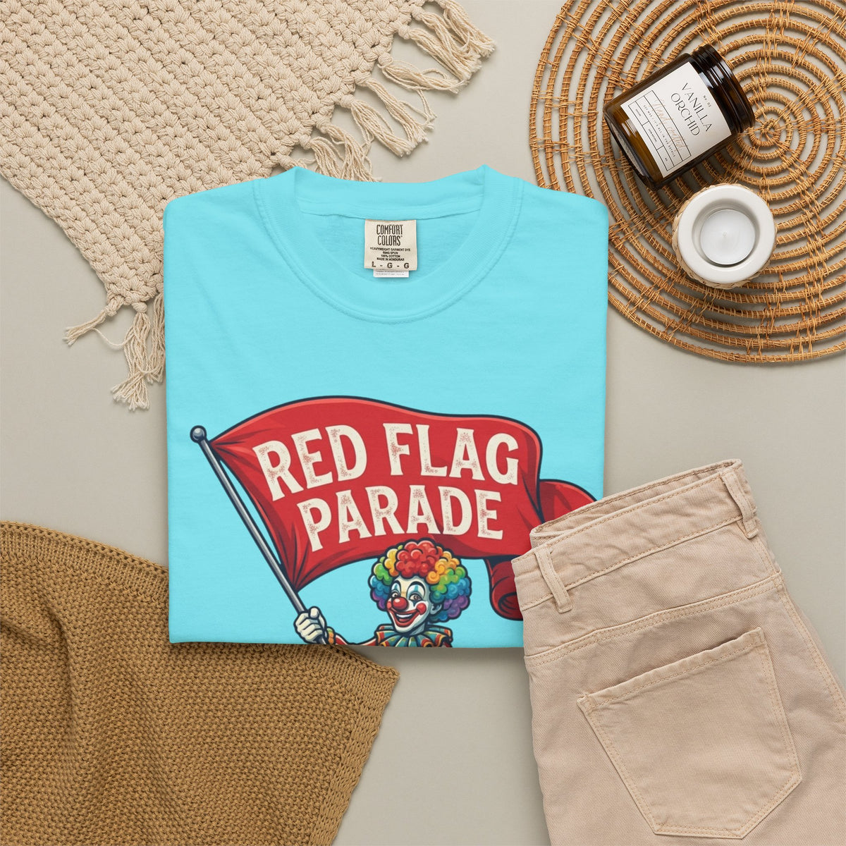 "Red Flag Parade" Unisex Garment-Dyed Tee