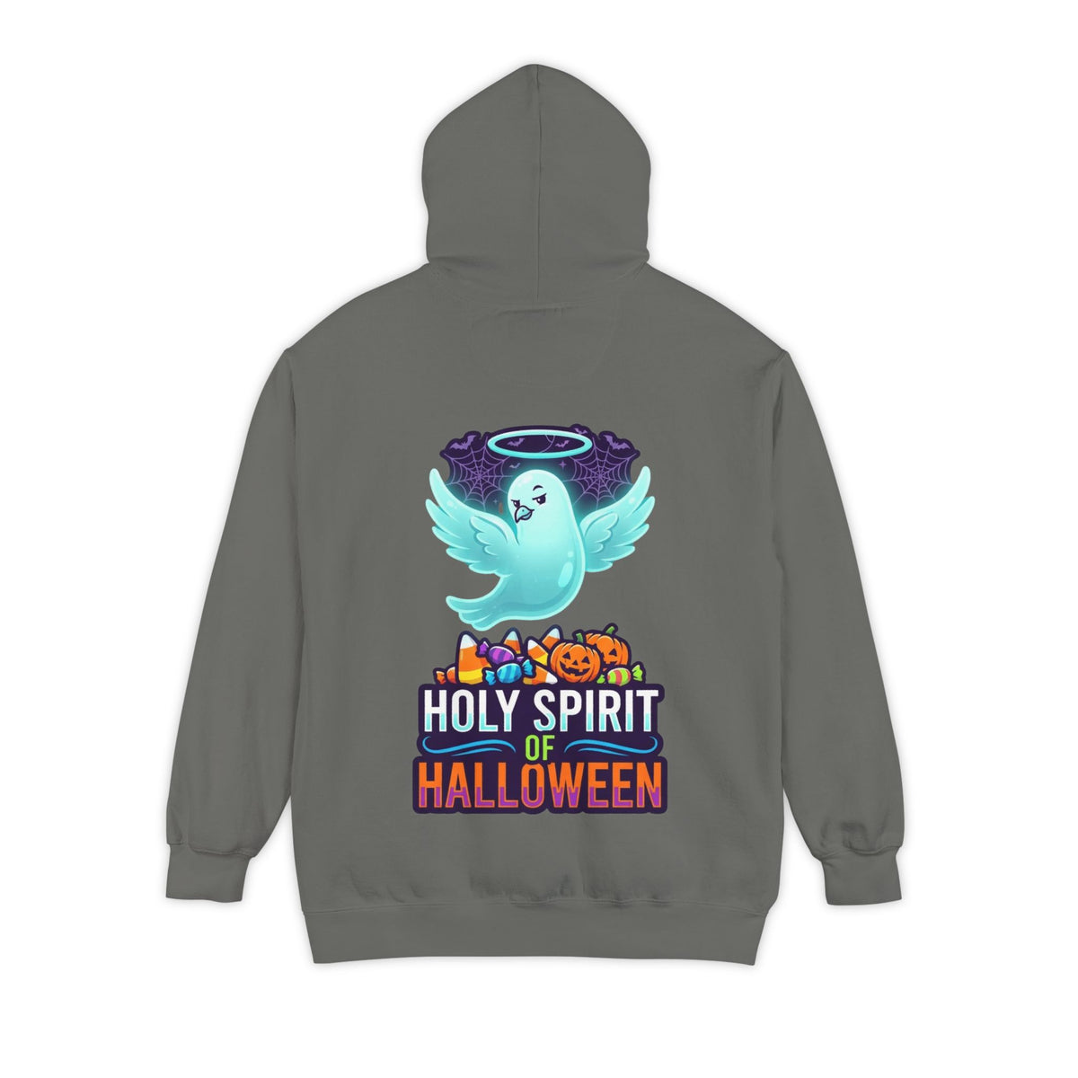 Color: Grey | Holy Spirit of Halloween Garment-Dyed Hoodie