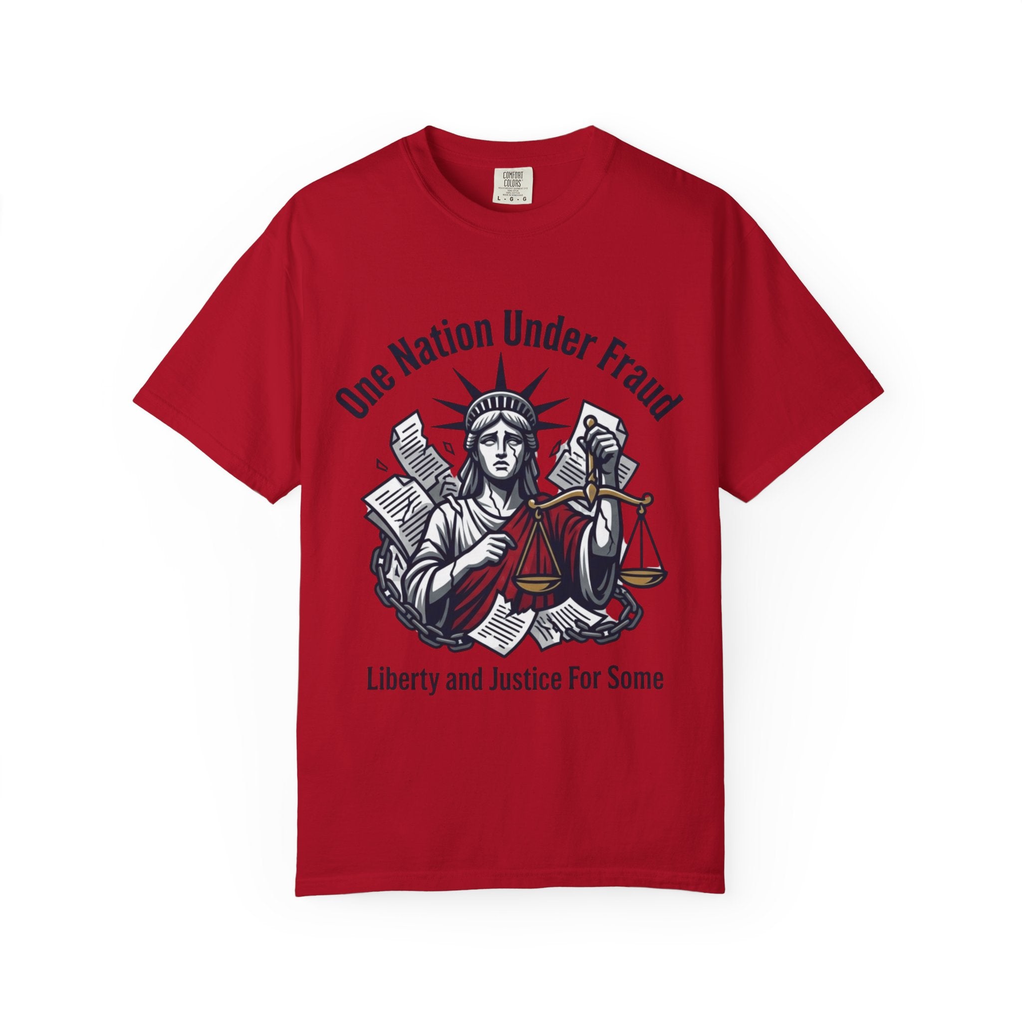 "One Nation Under Fraud" Unisex Garment-Dyed T-shirt