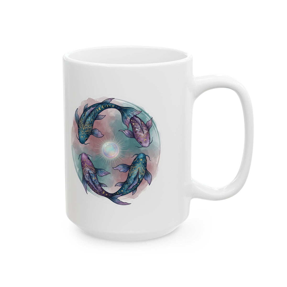 "Pisces The Infinite Fish" White Ceramic Mug