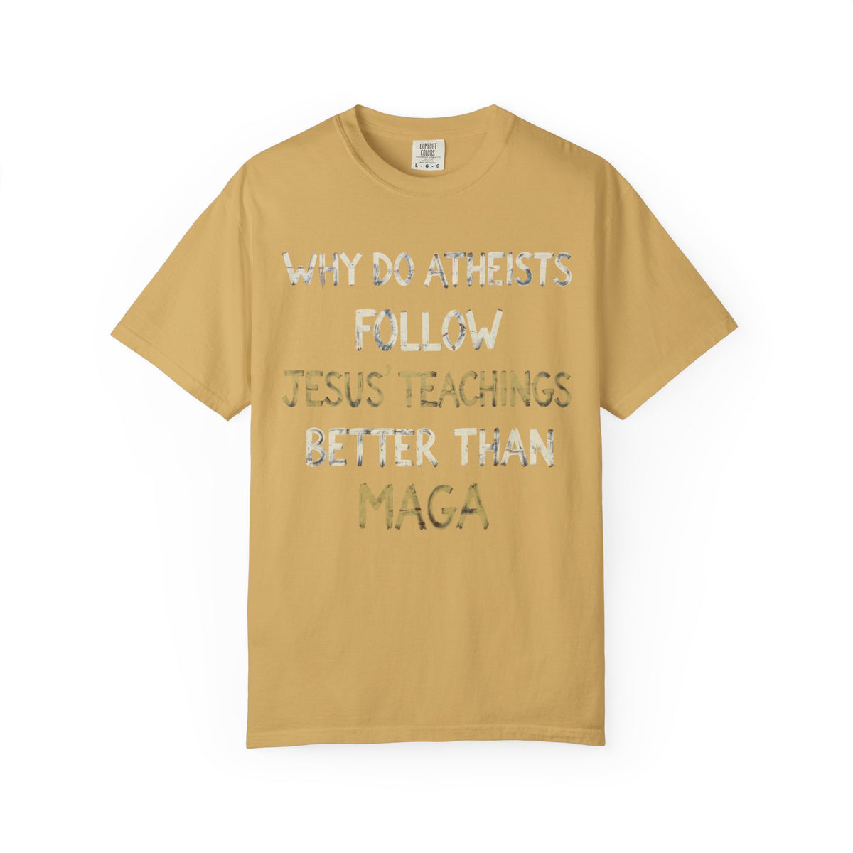 Color: Mustard | Jesus Teachings Unisex Garment-Dyed Tee