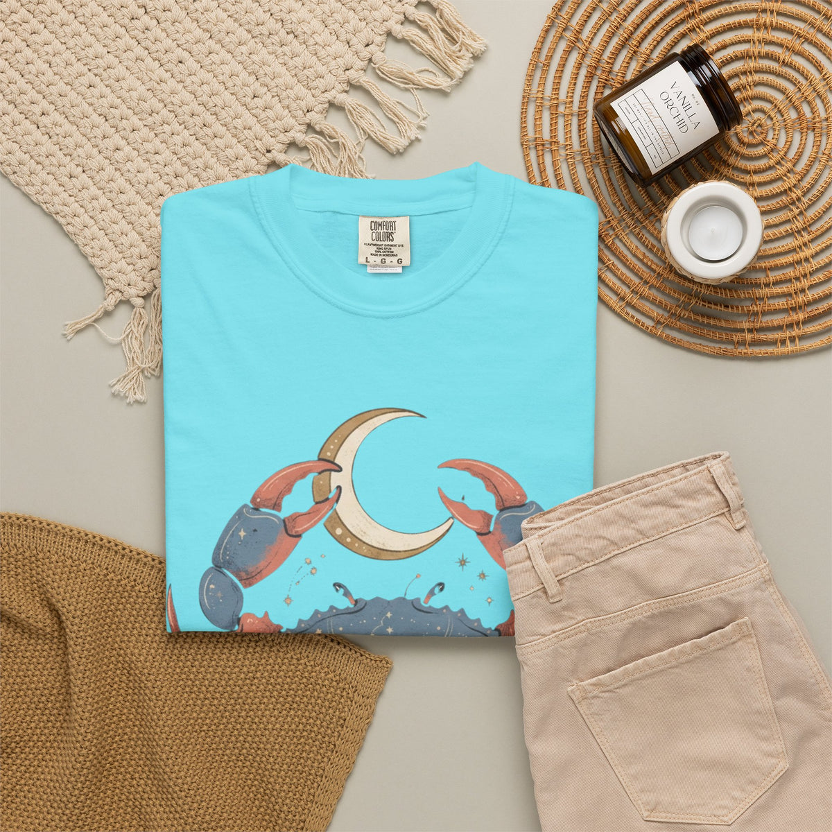 "Cancer The Moon Child Crab" Unisex Garment-Dyed Tee