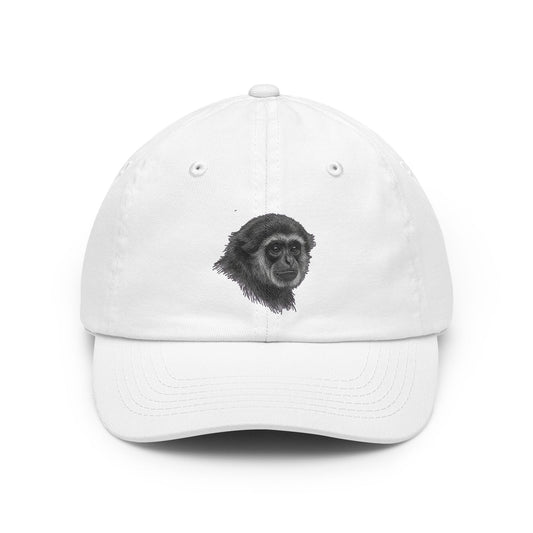 Color: White | Pencil Sketch Art Gibbon Dad Hat — Graphic