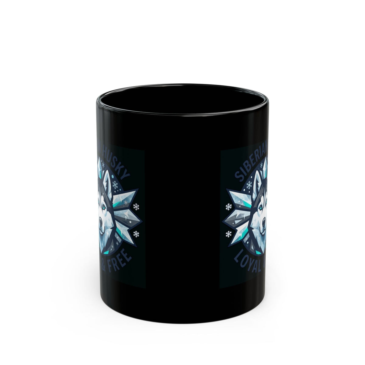 "Siberian Husky Loyal & Free" Black Ceramic Mug