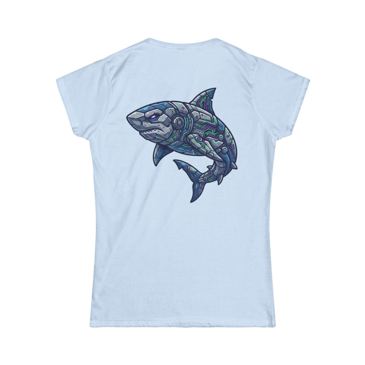 Color: Light Blue | Cyber Shark Women's Tee