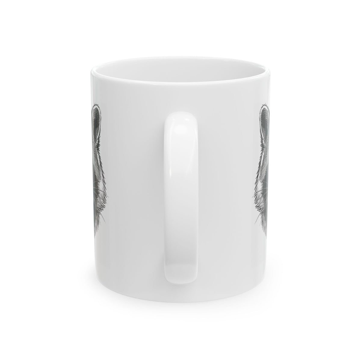 "Pencil Sketch Art Raccoon" White Ceramic Mug — Graphic
