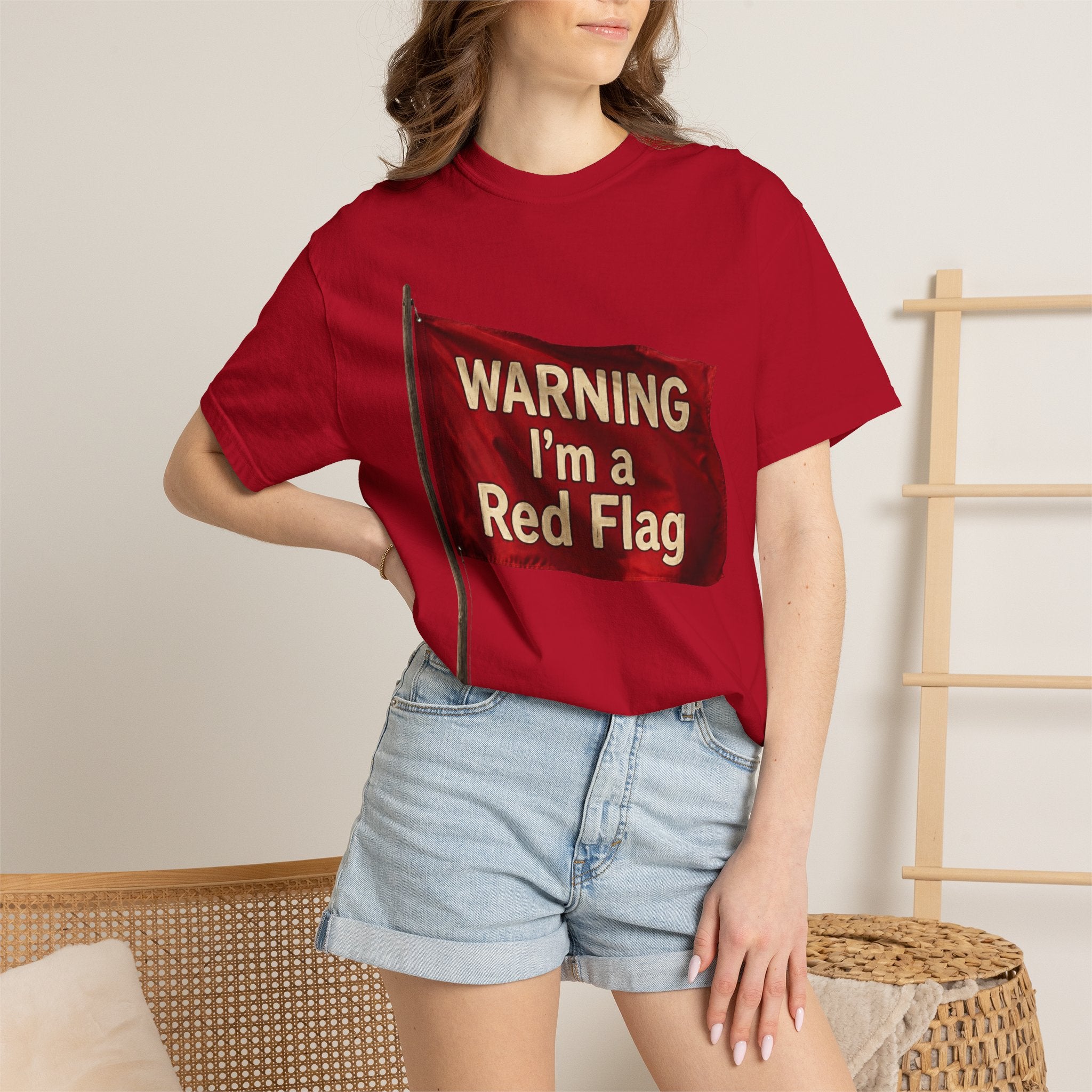 "Warning I'm A Red Flag" Unisex Garment-Dyed Tee