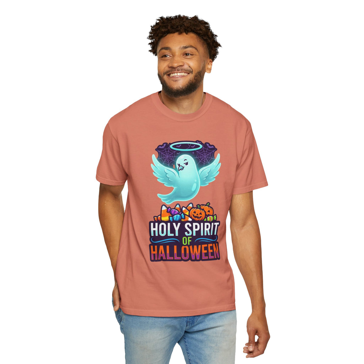Color: Terracotta | Holy Spirit of Halloween Unisex Garment-Dyed Tee