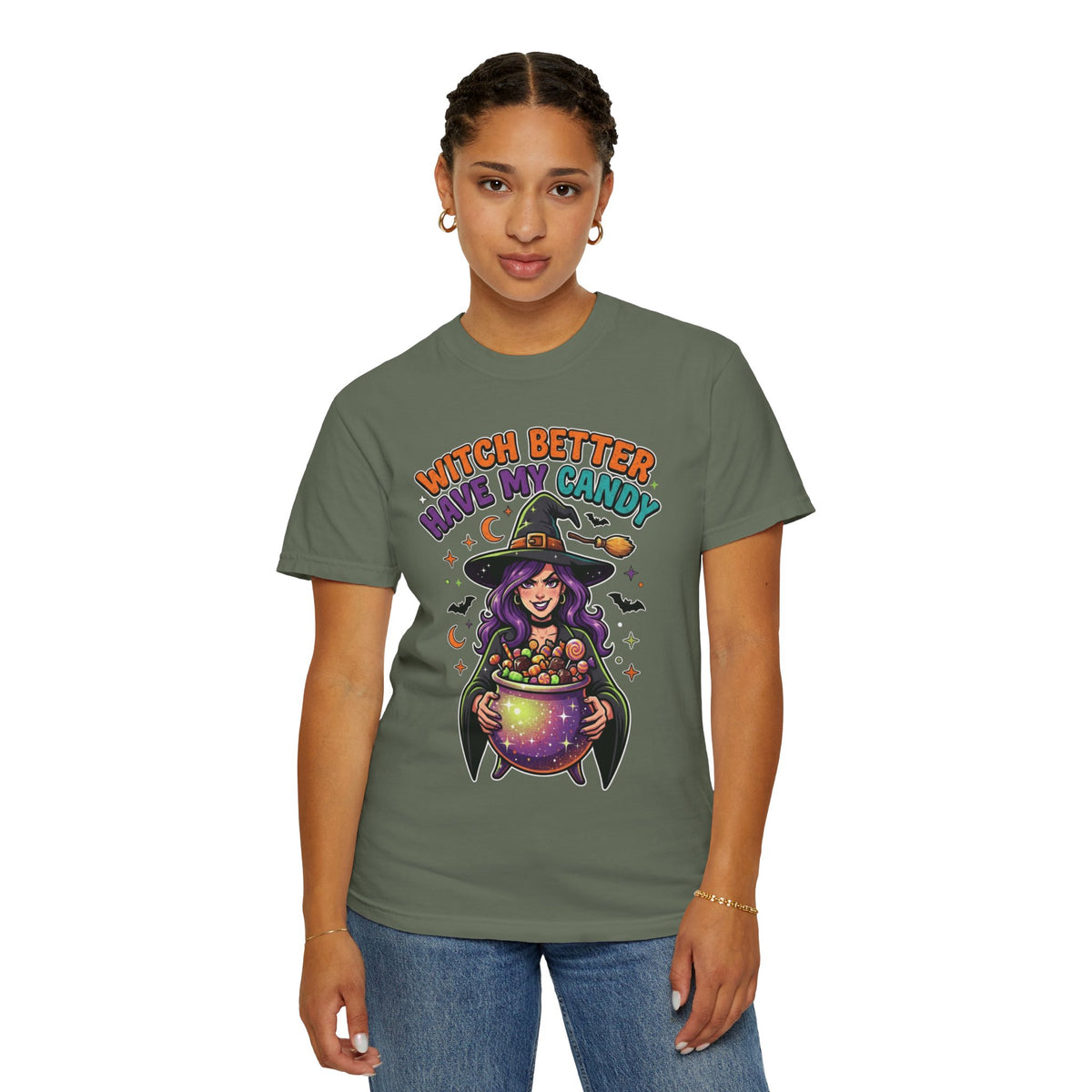 Color: Moss | Witch Better Have My Candy Unisex Garment-Dyed Tee