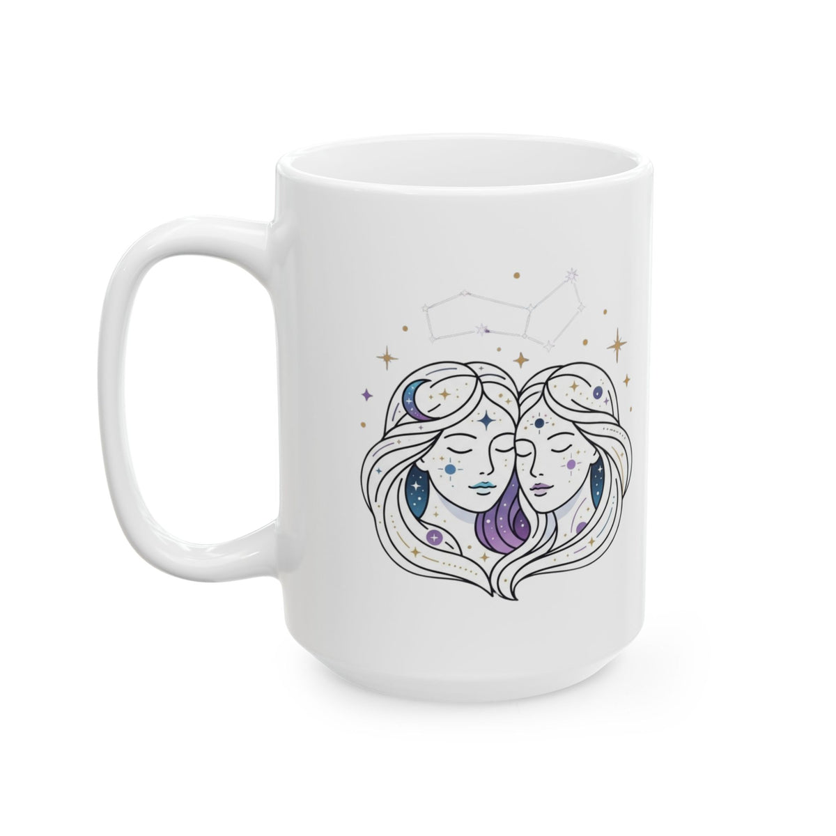 "Gemini The Celestial Twins" White Ceramic Mug — Graphic