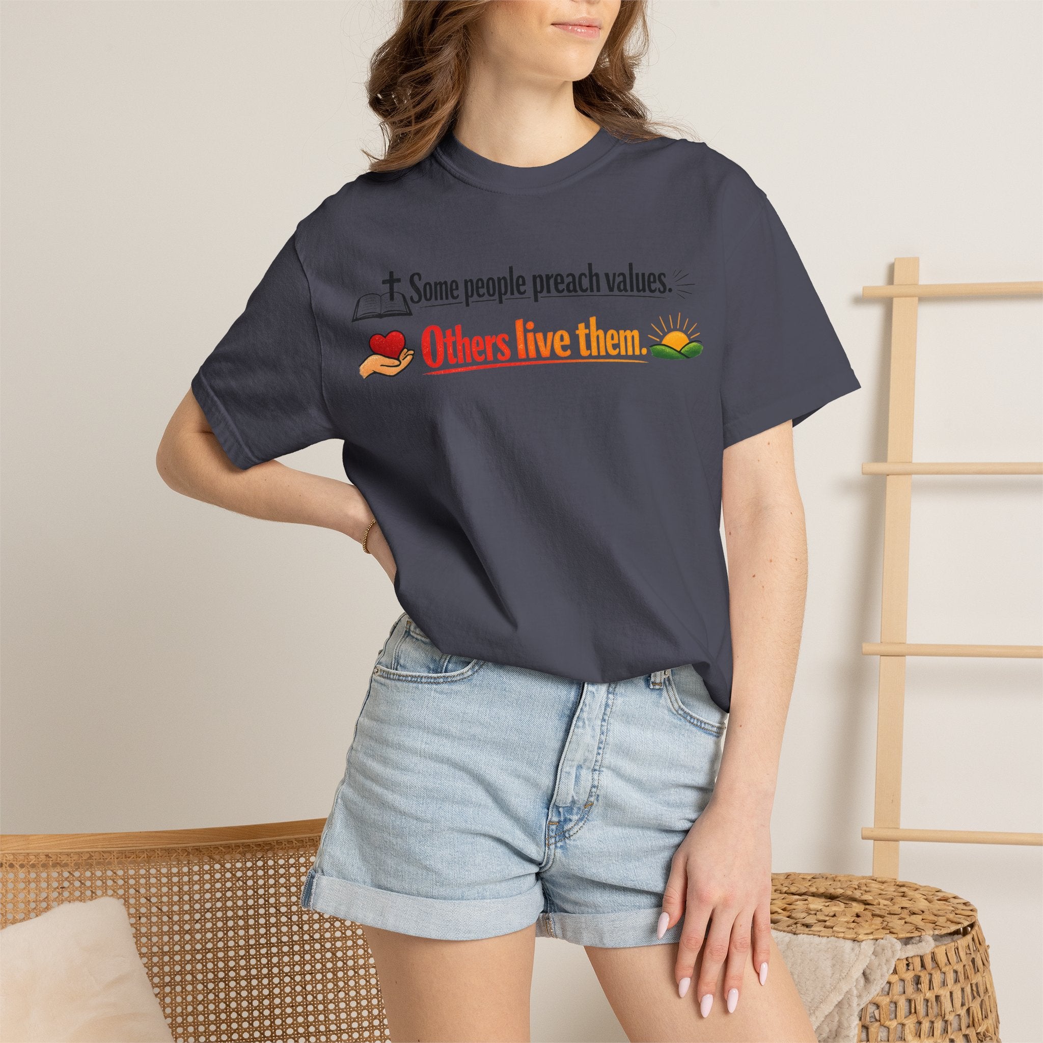 "Actions Over Sermons" Unisex Garment-Dyed T-shirt