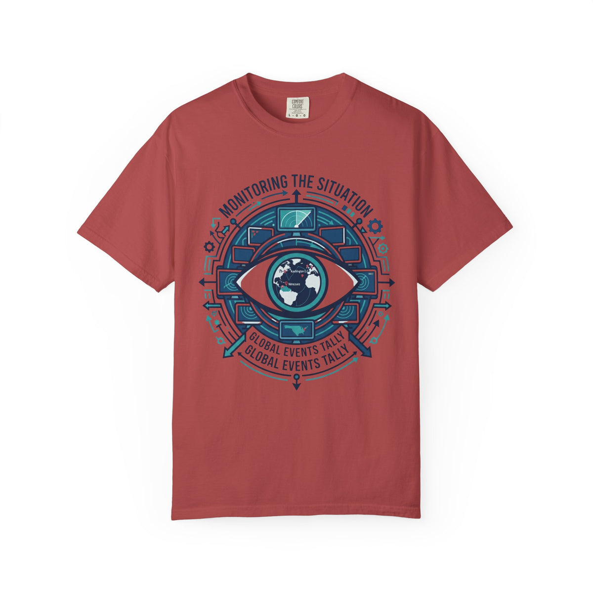 Color: Crimson | Monitoring the Situation Unisex Garment-Dyed Tee