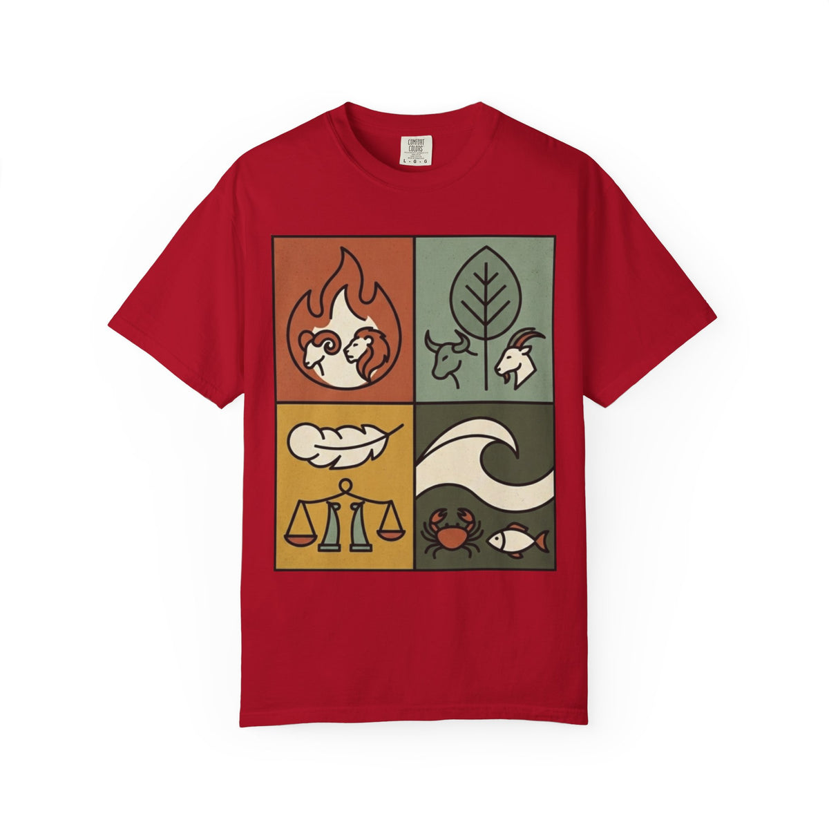 "Four Elements- Fire, Earth, Air, Water" Unisex Garment-Dyed Tee