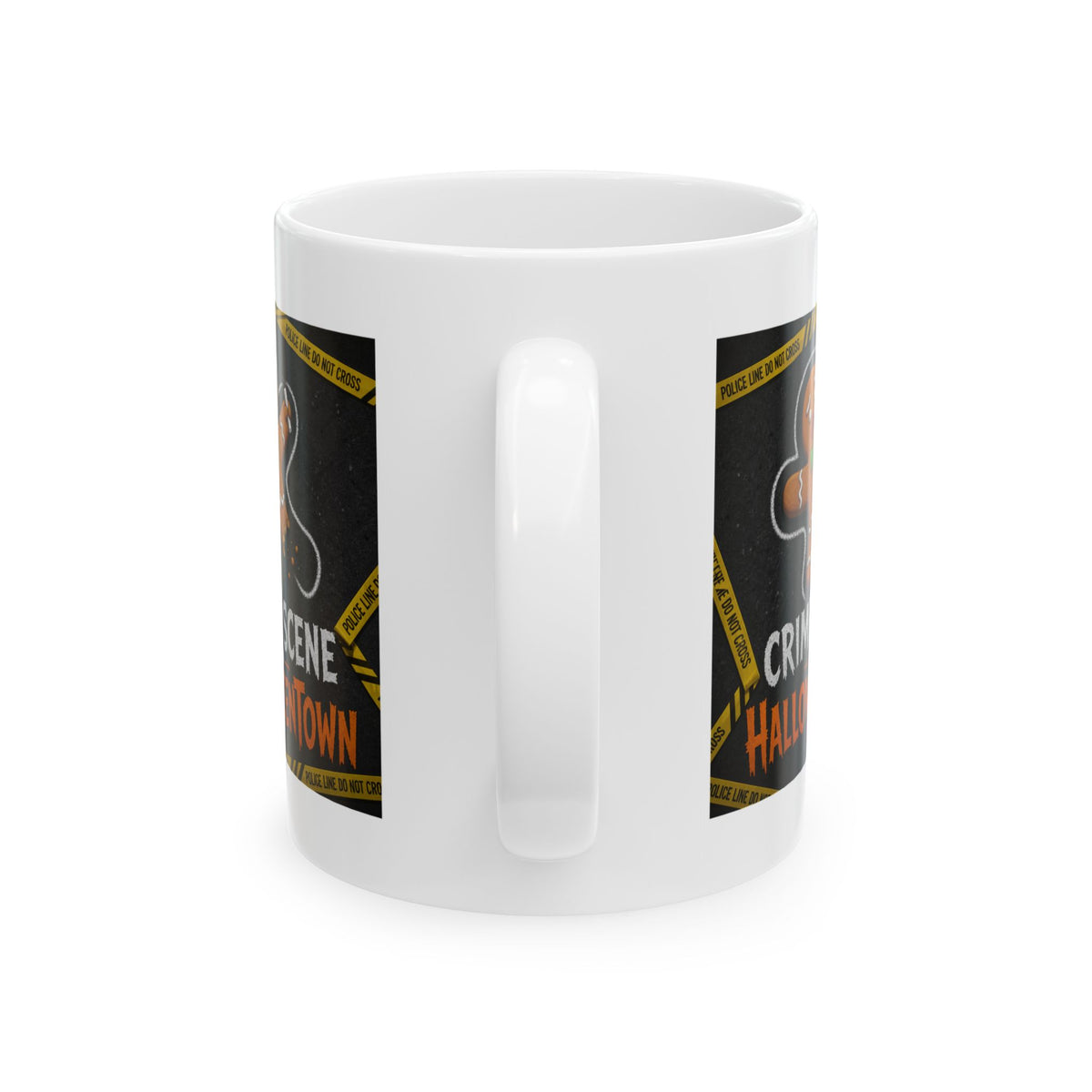 "Crime Scene in Halloweentown" White Ceramic Mug
