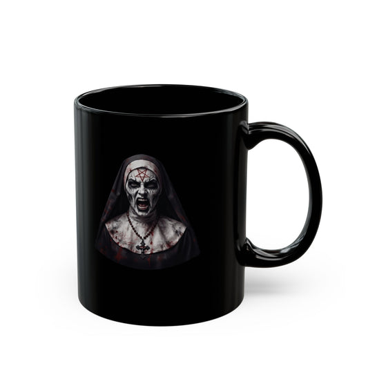 "Naughty Nun" Black Ceramic Mug — Graphic
