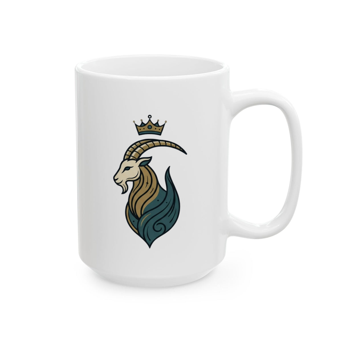 "Capricorn- The Sea-Goat Crest" White Ceramic Mug — Graphic