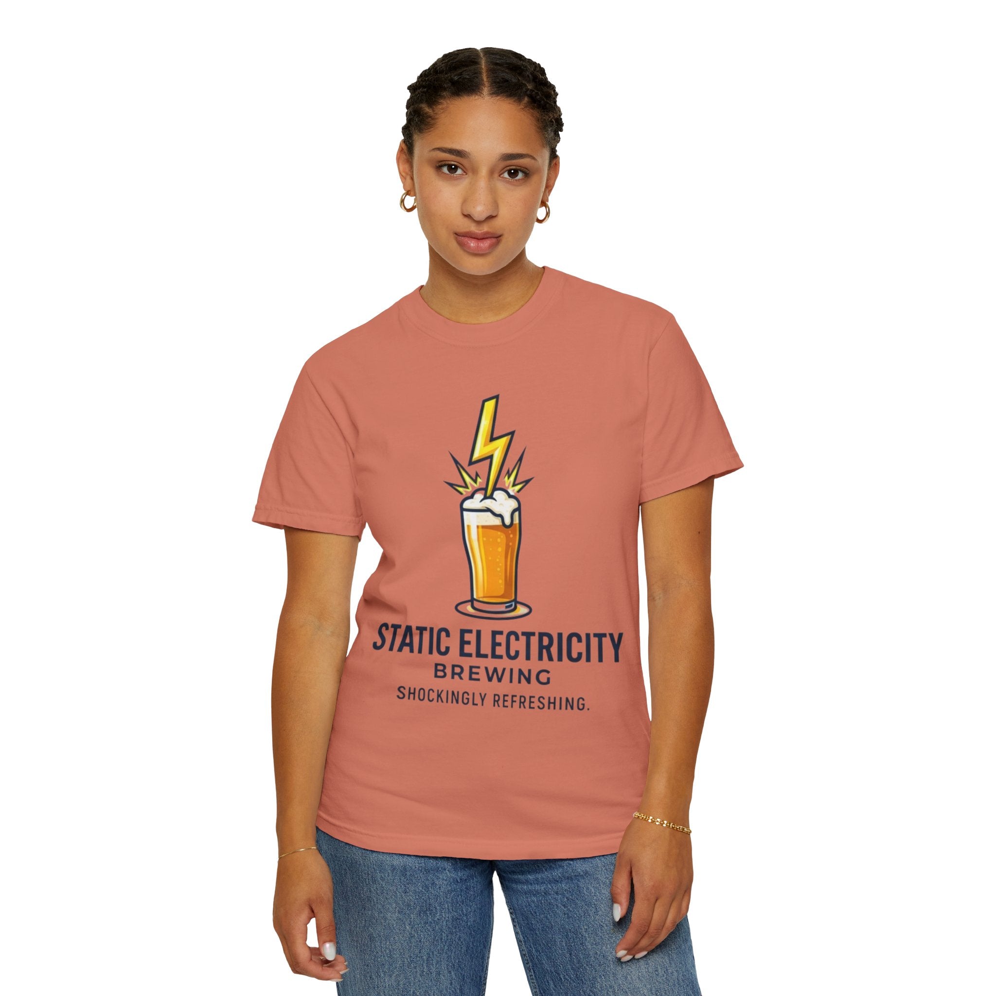 "Static Electricity Brewing" Unisex Garment-Dyed Tee