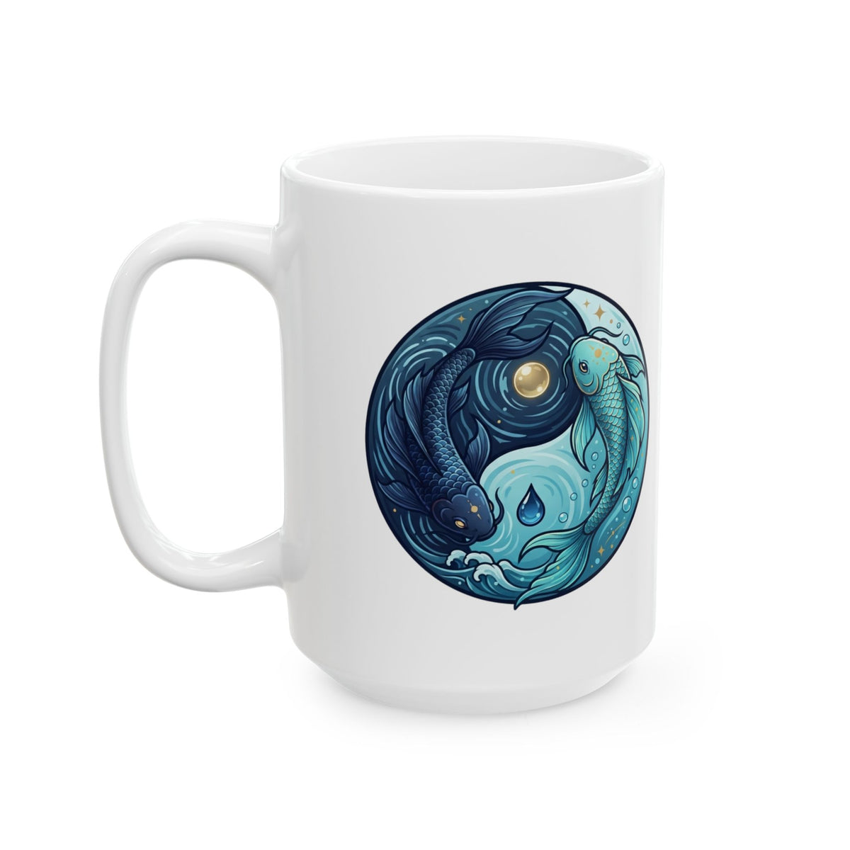 "Yin Yang Pisces" White Ceramic Mug
