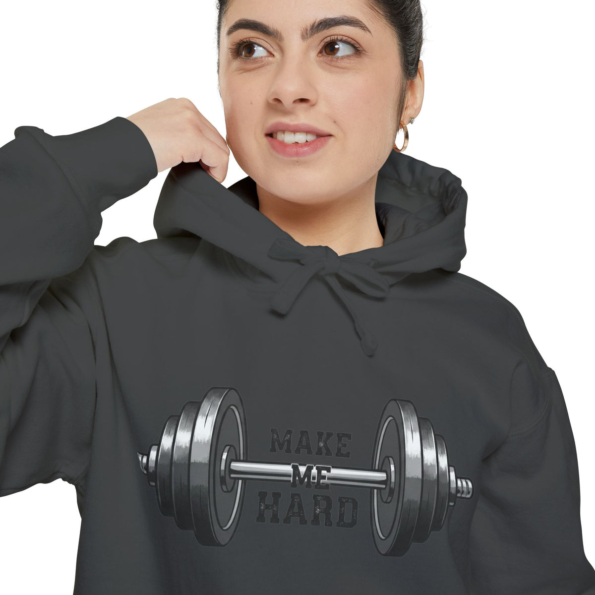 Color: Pepper | Make Me Hard - Morning Demands | Garment-Dyed Hoodie — AttitudeShirts